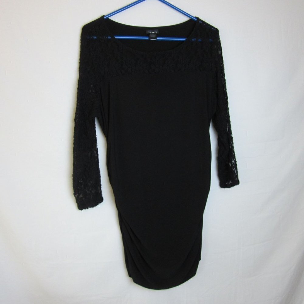 Torrid Dress Black Bodycon Dress Lace Sleeves Ruched Sides LBD Women Plus 1X